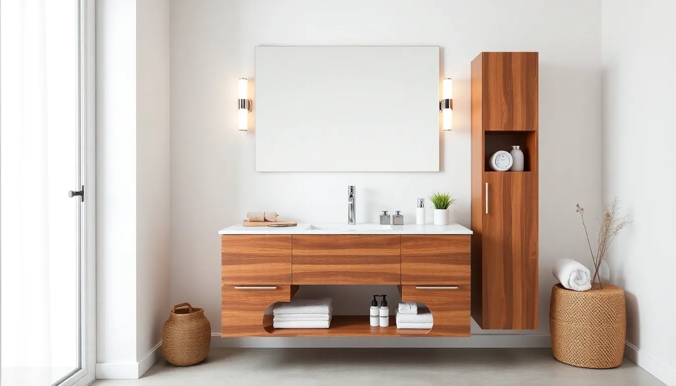 modern vanity cabinet in a stylish bathroom setting.