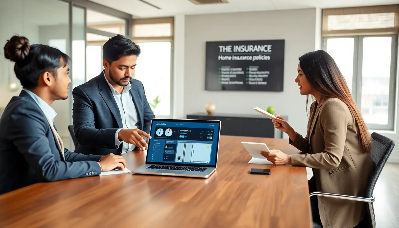 diverse team discussing home insurance with a focus on appliance coverage.