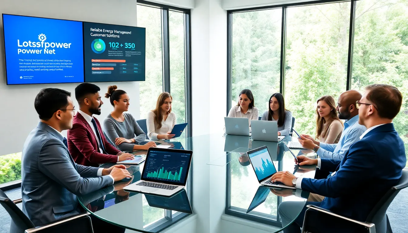 diverse team discussing energy solutions in a modern office.