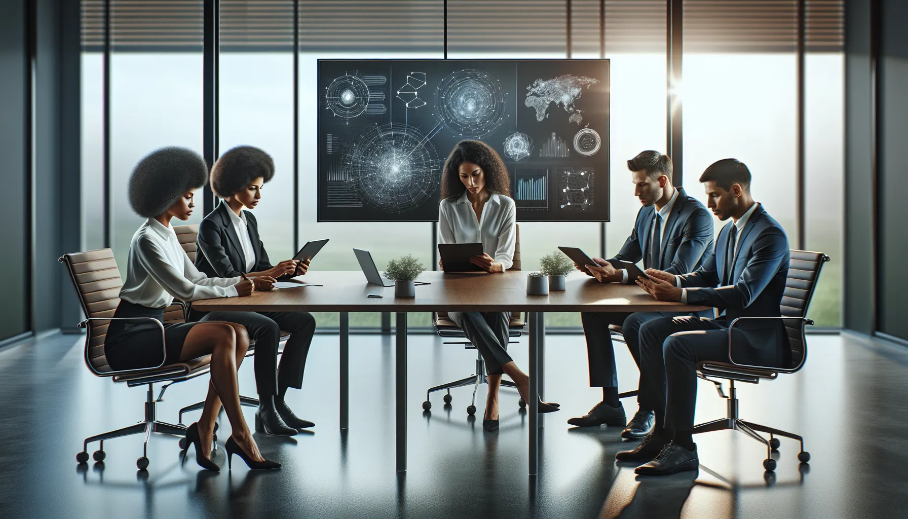 diverse team collaborating in a modern office environment.