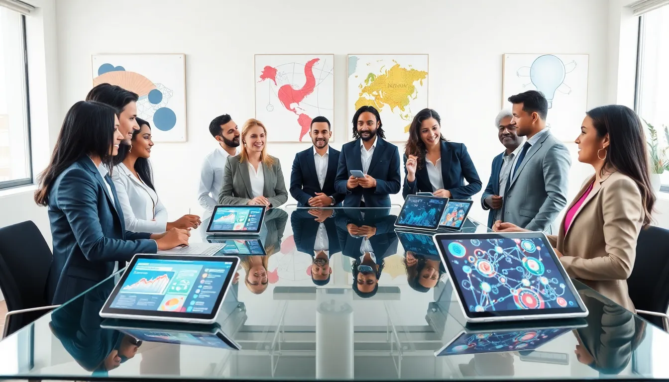 diverse professionals discussing concepts in a modern office.