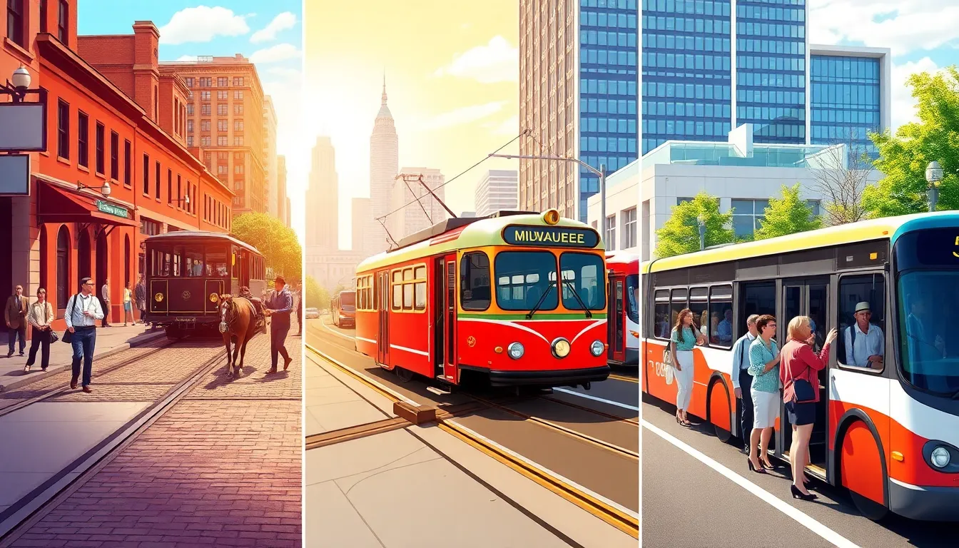 historical timeline of Milwaukee public transit evolution.