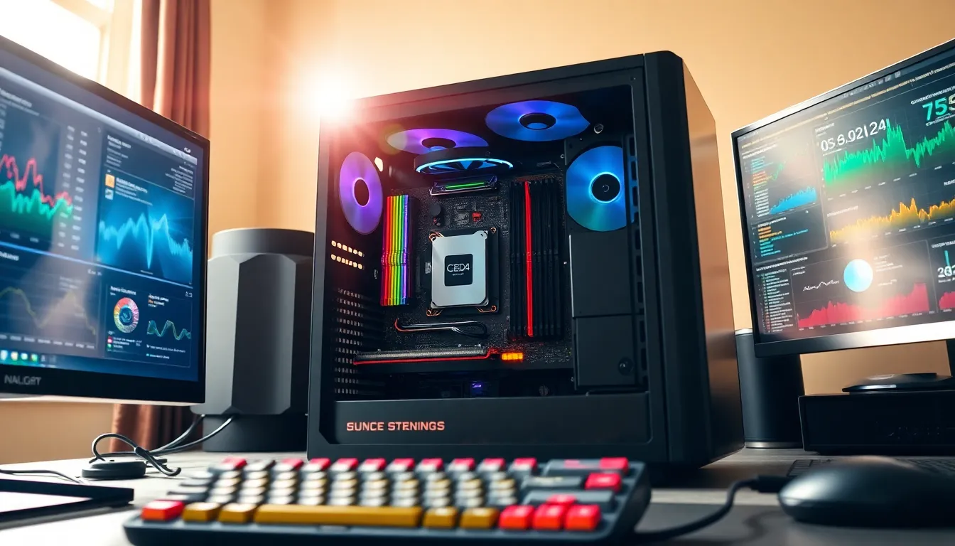 a desktop computer setup showcasing hardware components in a modern office.