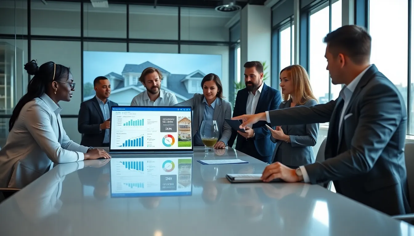 diverse property management team in a modern conference room.