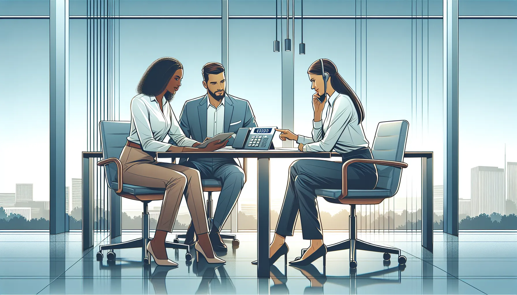 diverse professionals discussing toll-free communication in a modern office.