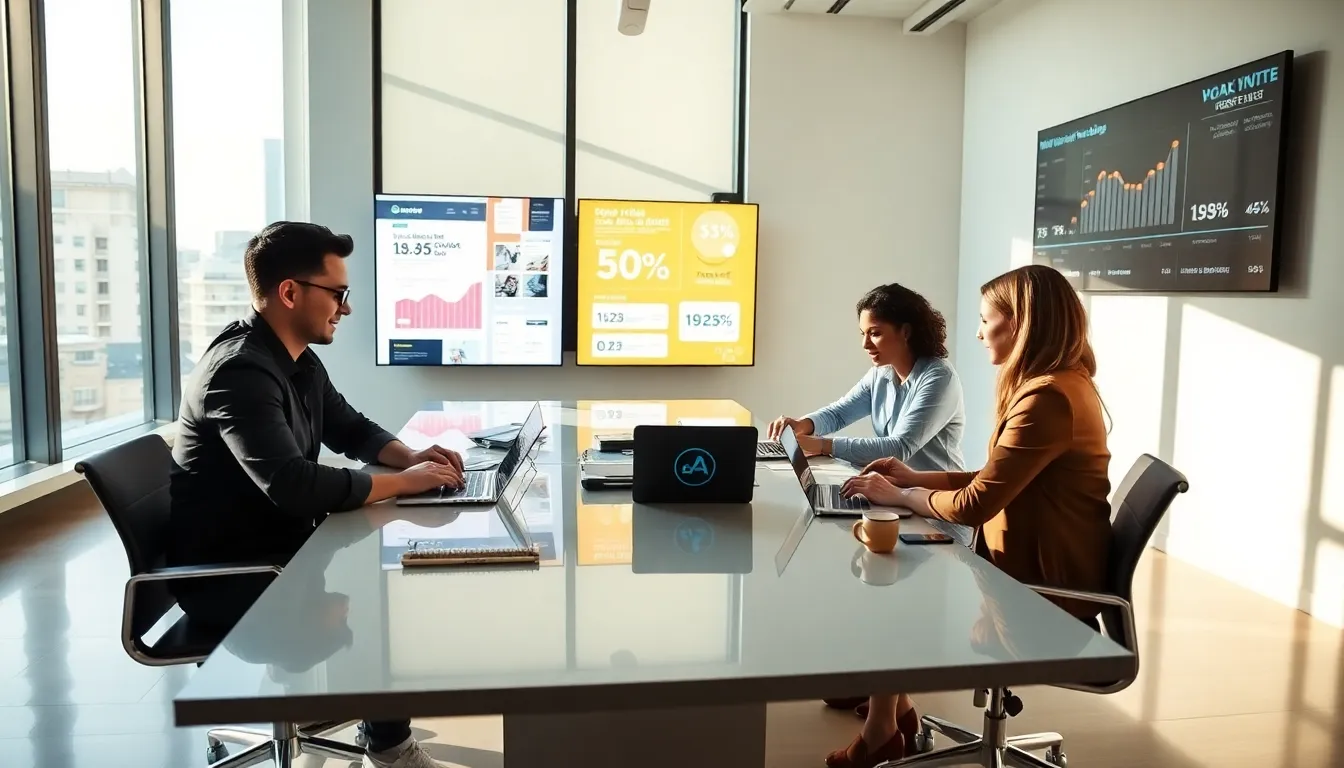 diverse team collaborating in a modern office on digital marketing.