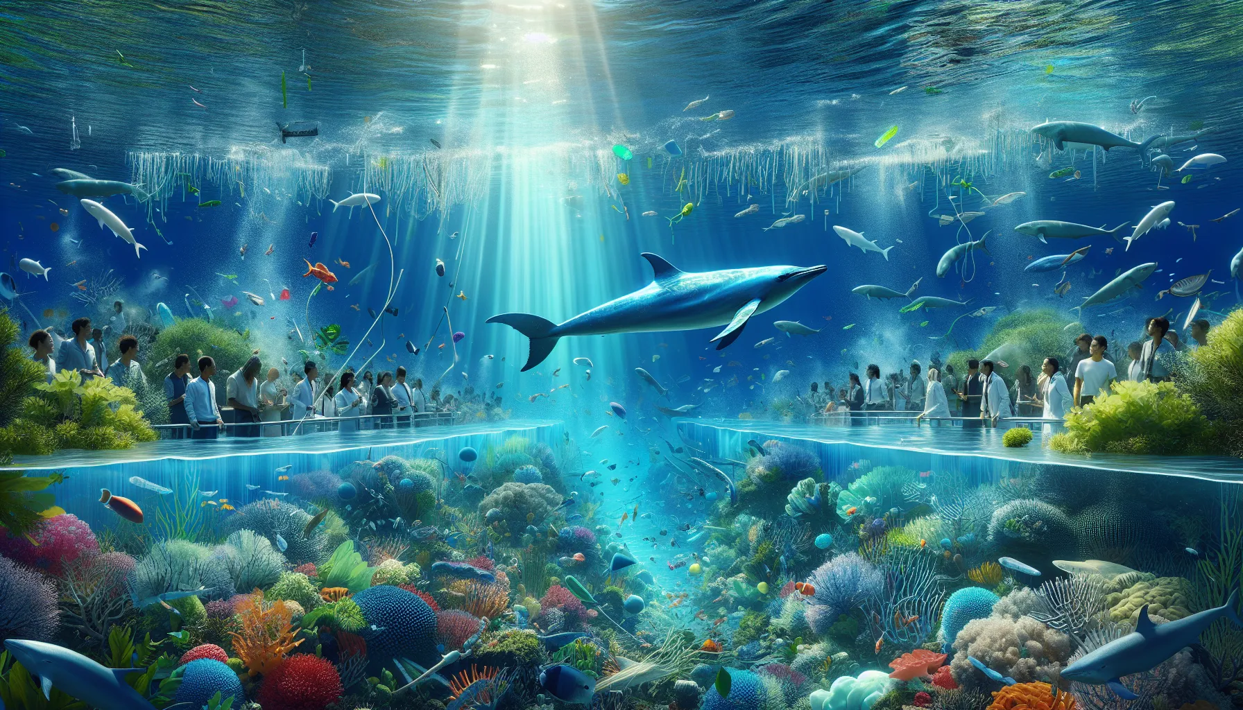 surf boar swimming with advocates discussing conservation efforts.