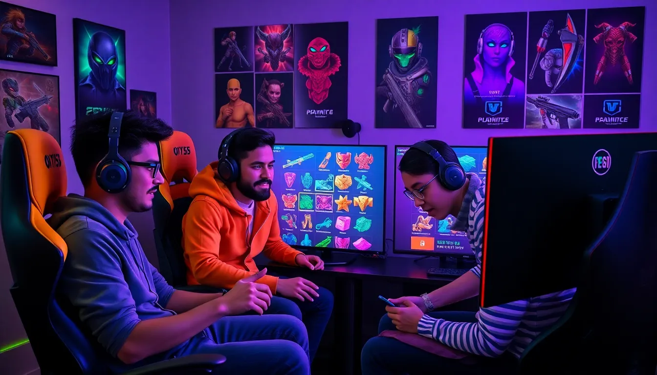 diverse group of gamers interacting with colorful items in Playonit55.