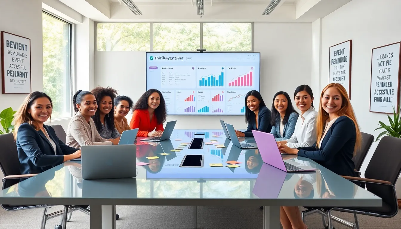 diverse team collaborating on event planning in a modern office.