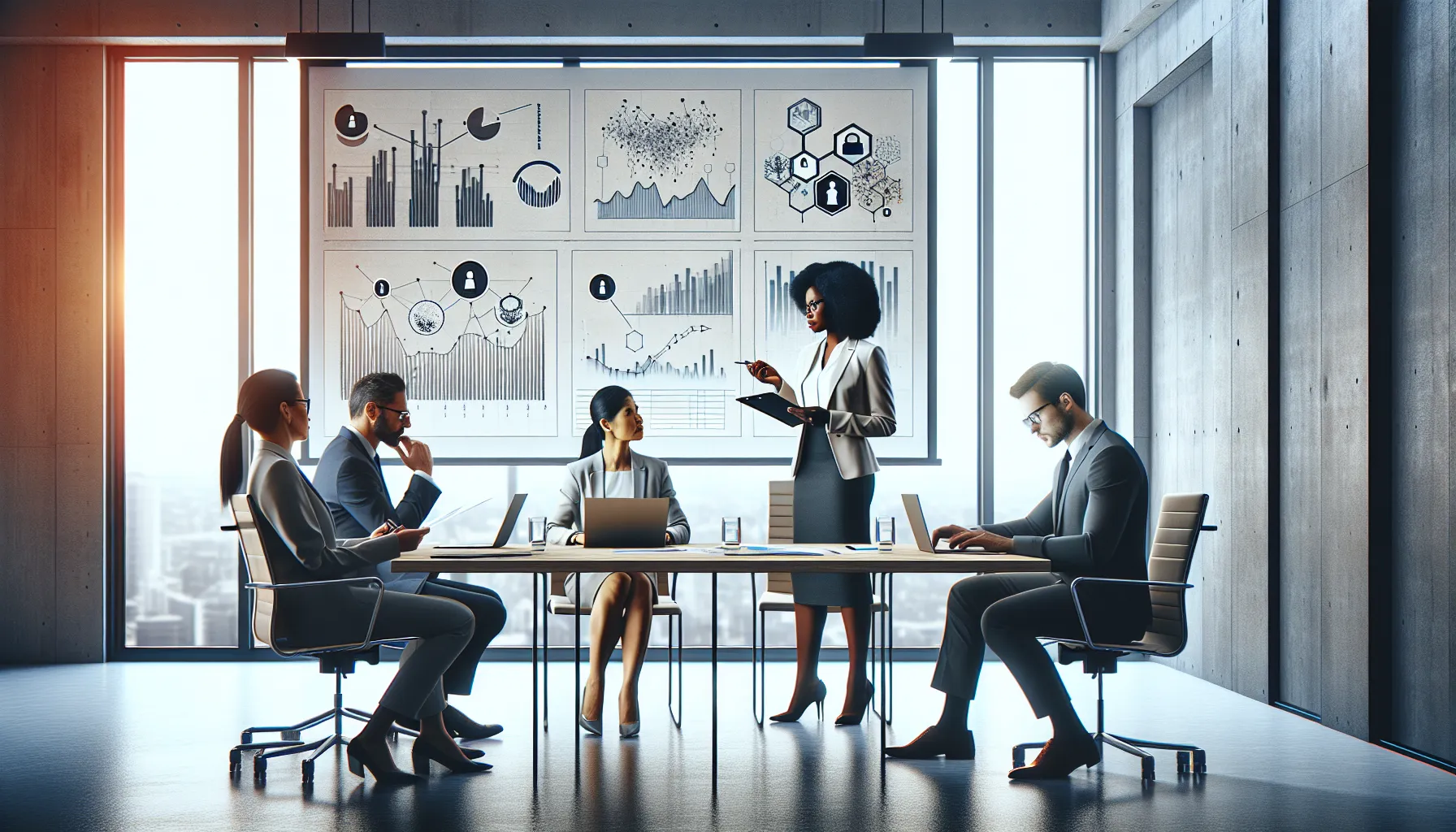 diverse team discussing data privacy challenges in a modern office.