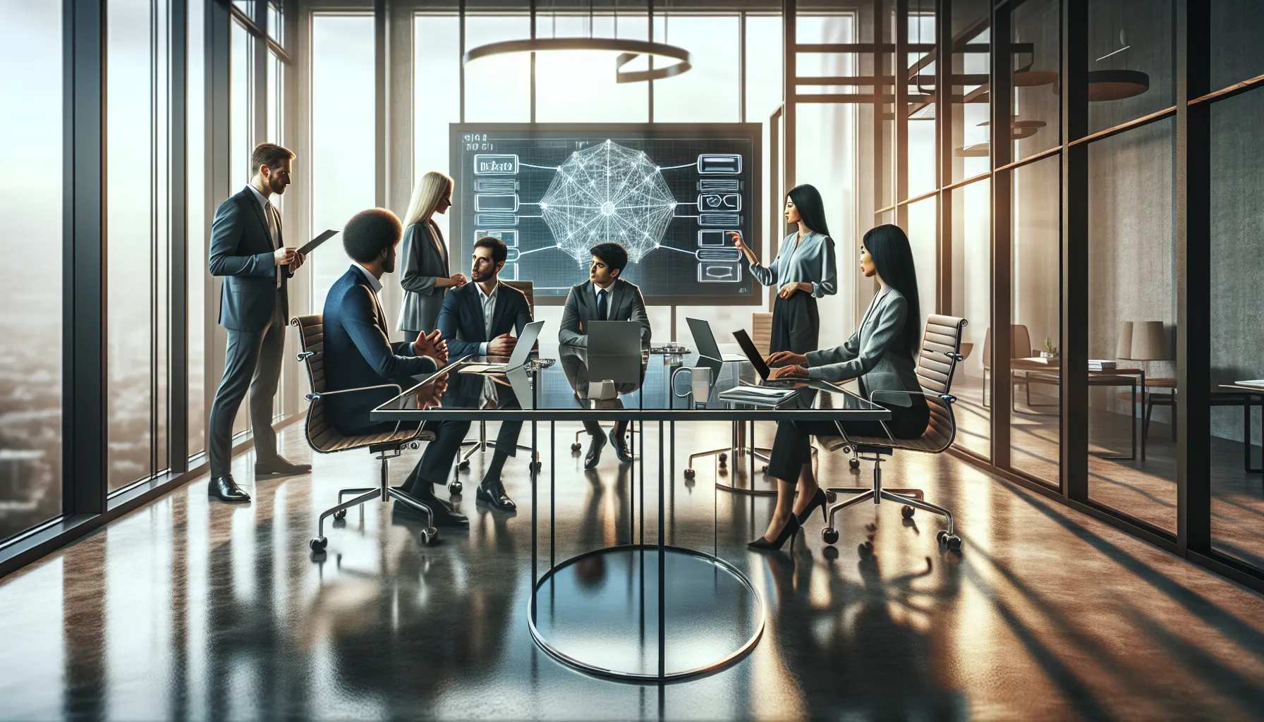 professionals discussing networking and IP addresses in an office.