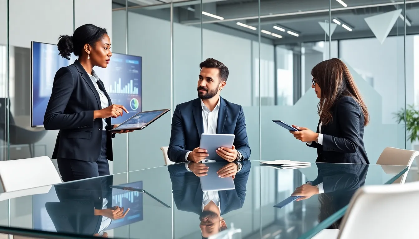 diverse professionals discussing best job rankings in a modern office.