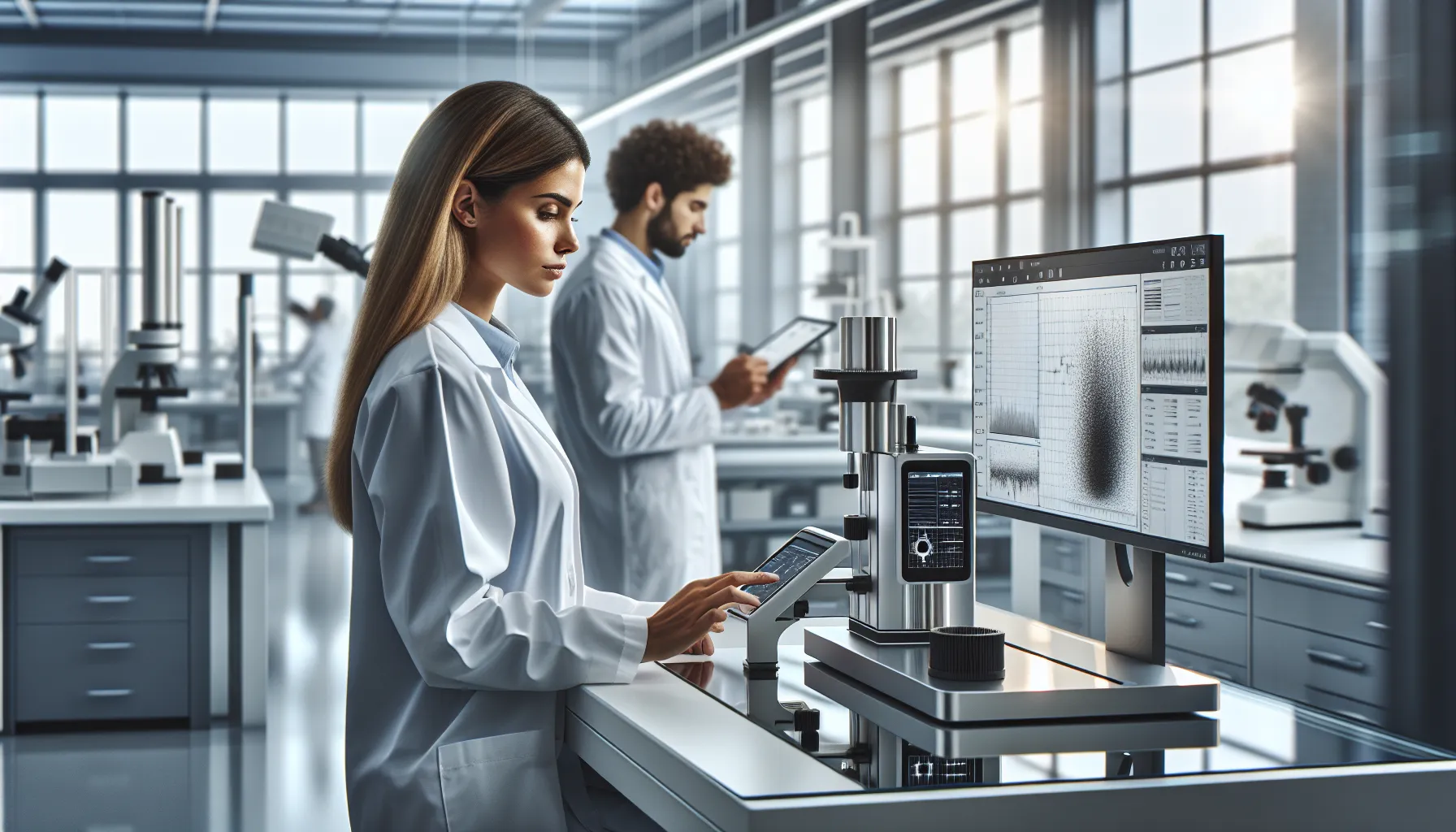 diverse researchers using photoac9mpa technology in a modern lab.