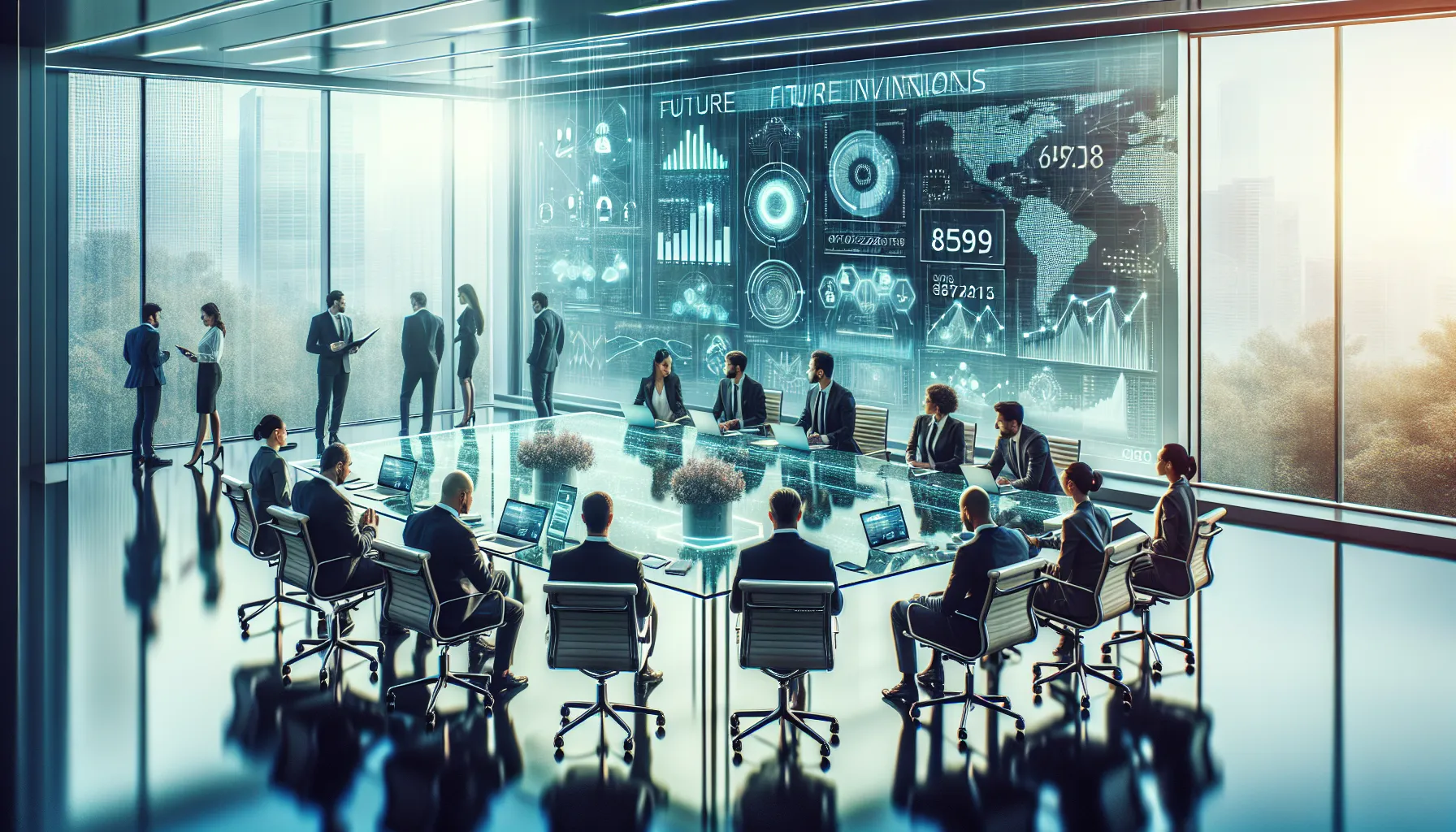 diverse team discussing future technology innovations in a modern office.