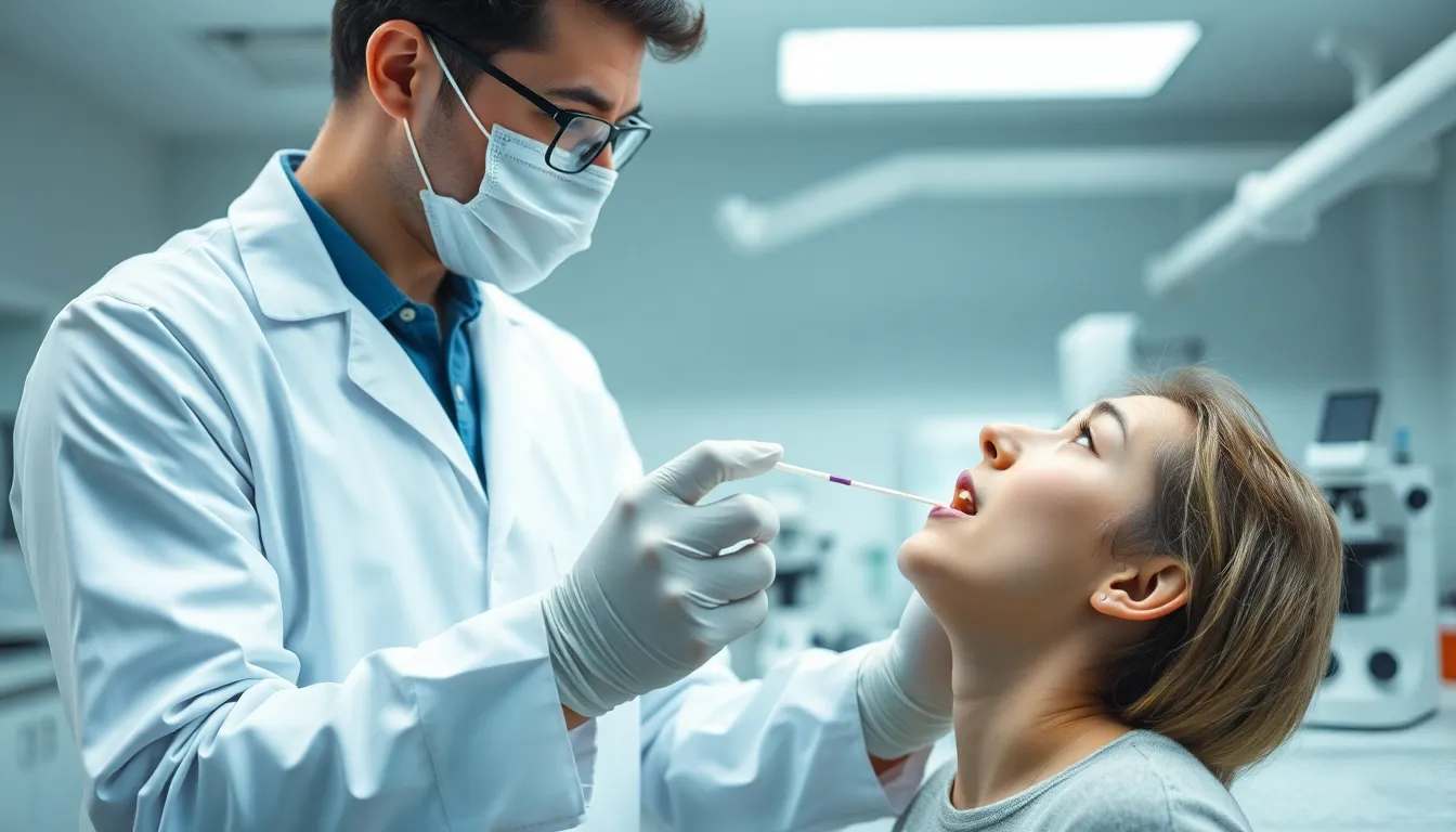 healthcare professional performing a viral culture swab on a patient.