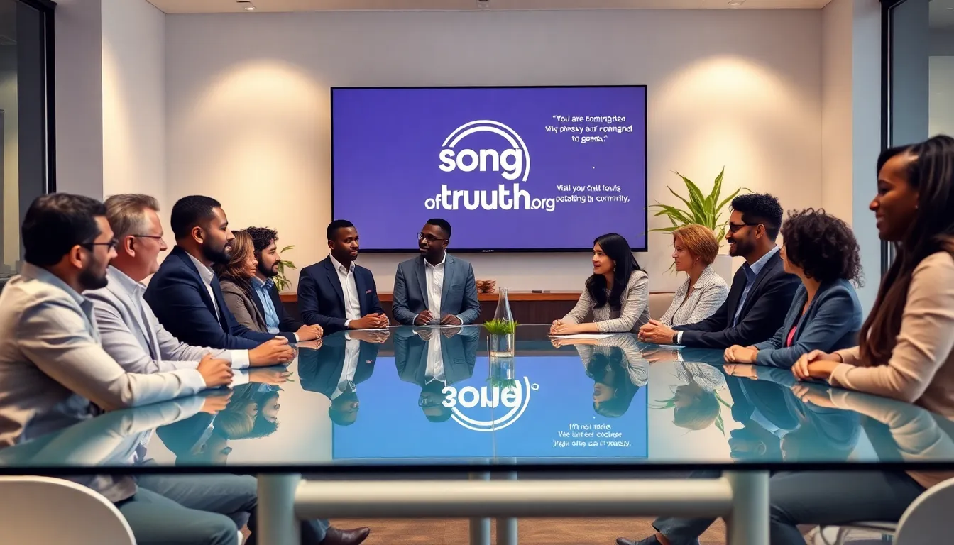 diverse group discussing in a modern community space.