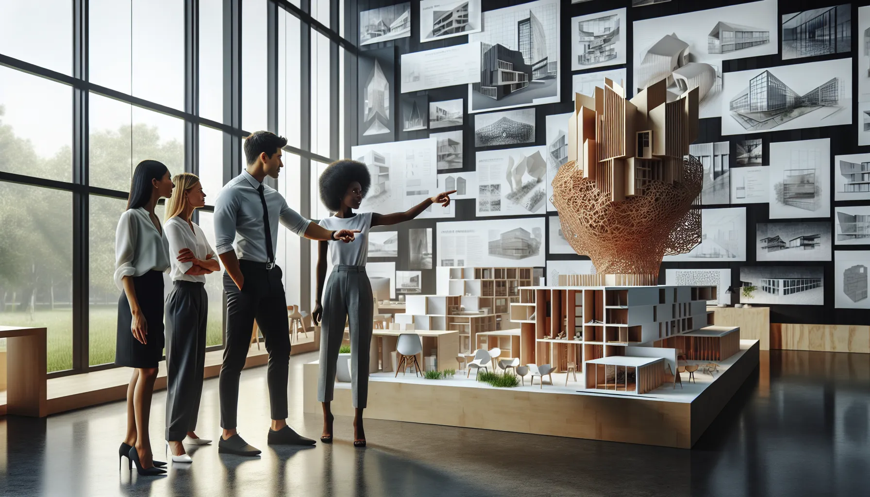 architects discussing innovative designs in a modern studio.