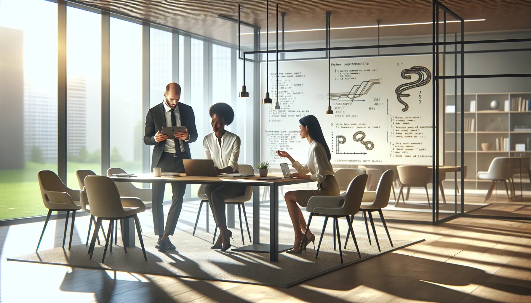 professionals discussing Python 54axhg5 in a modern office setting.