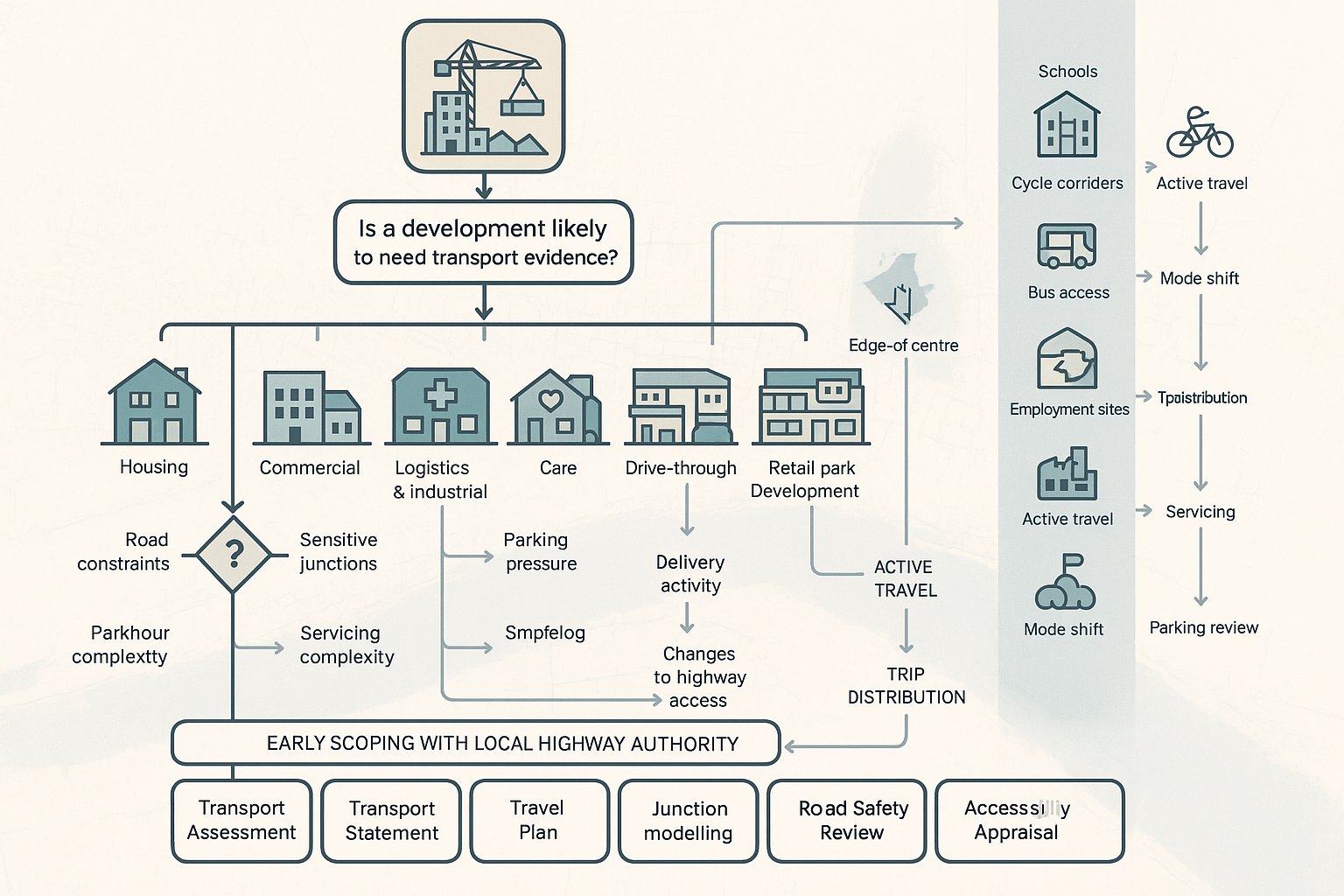 Infographic showing when Hull developments may need transport planning evidence.