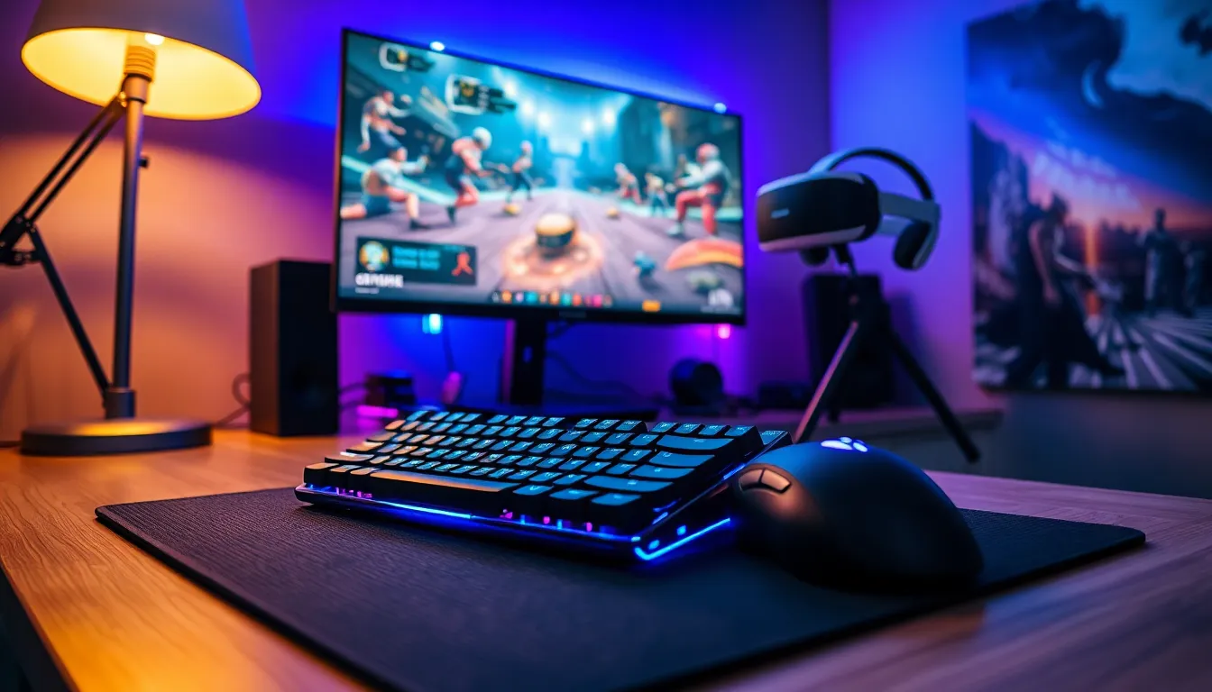 a modern gaming setup featuring advanced gadgets and ambient lighting.
