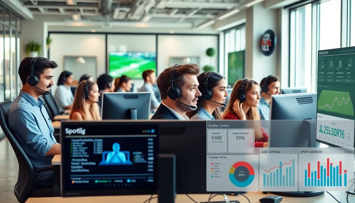 diverse customer support team assisting users in a modern office.
