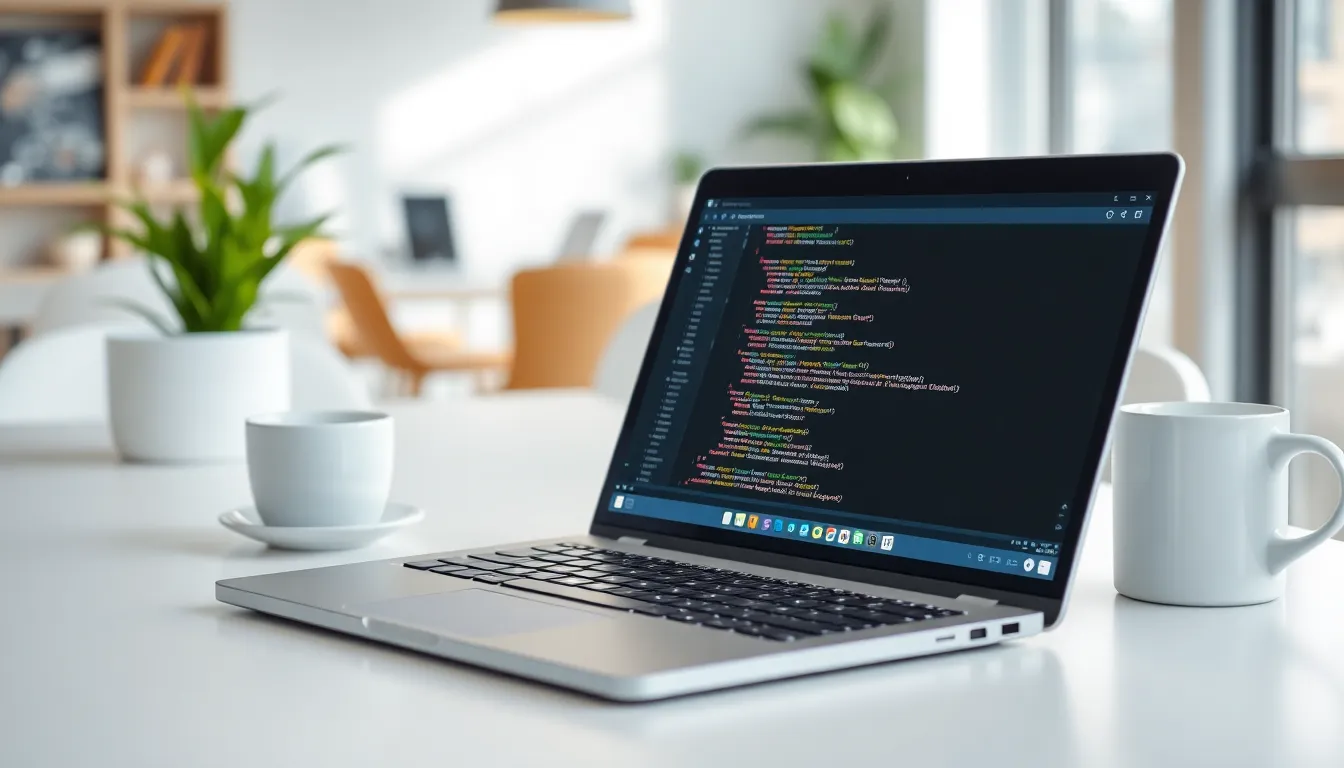 A Chromebook showing Python code in a modern workspace.