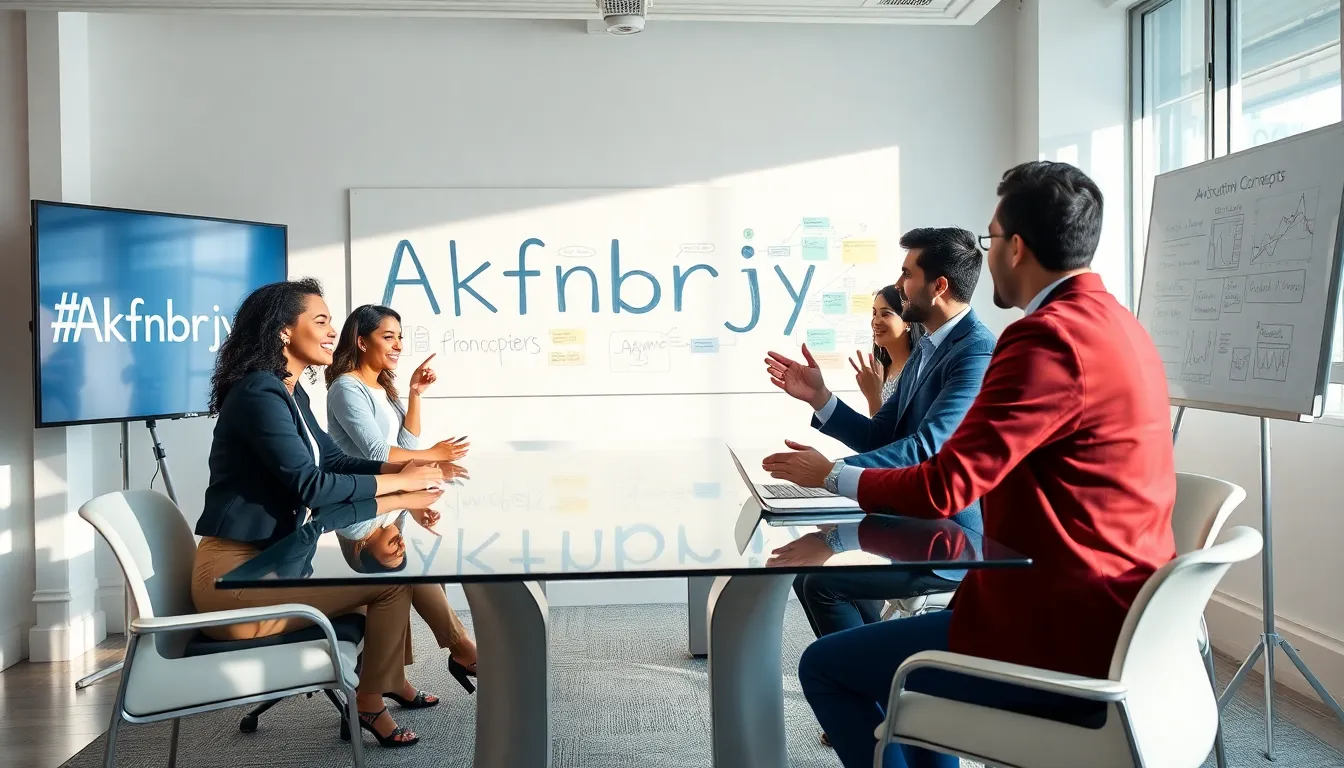 professionals discussing innovative concepts in a modern conference room.