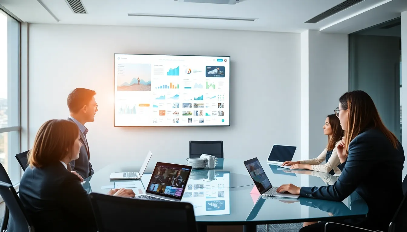 diverse team collaborating on media asset management in a broadcast control room.