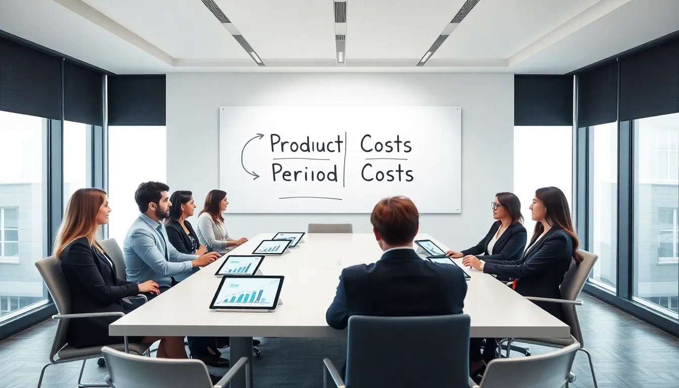 diverse team discussing cost classifications in a modern office.