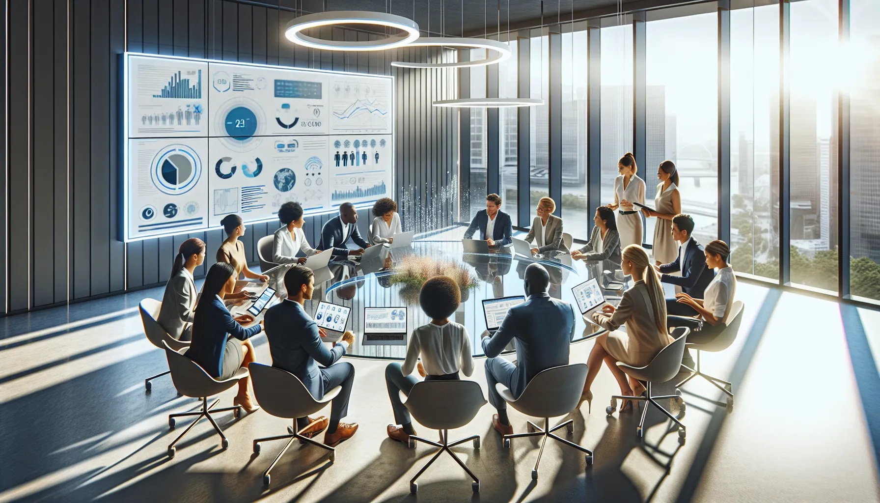 diverse team collaborating on Akfnbrjy trends in a modern office.