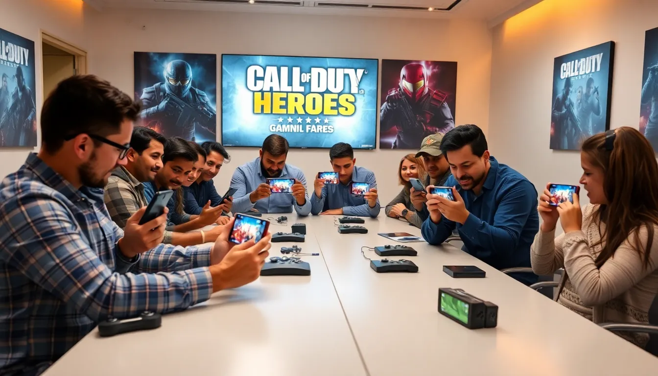 players engaging with Call of Duty: Heroes on their mobile devices.