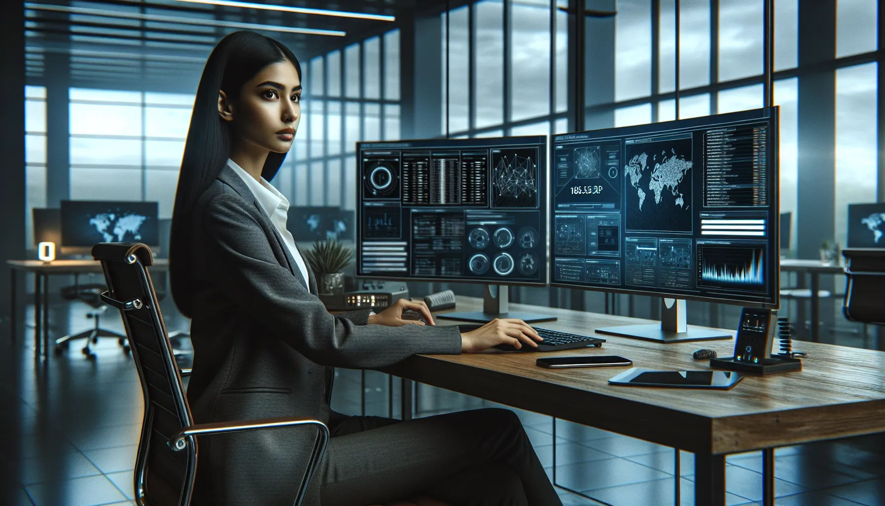 IT specialist analyzing network metrics related to IP address issues.