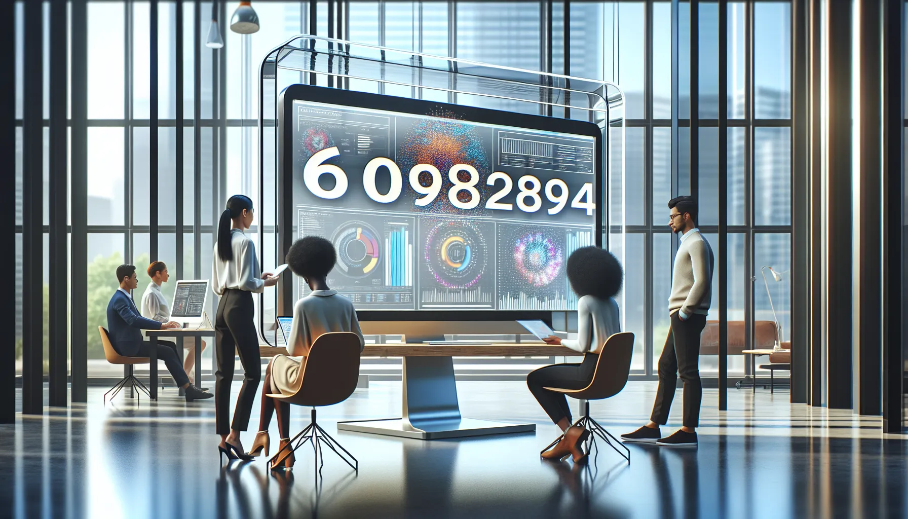 diverse professionals discussing data insights in a modern office.