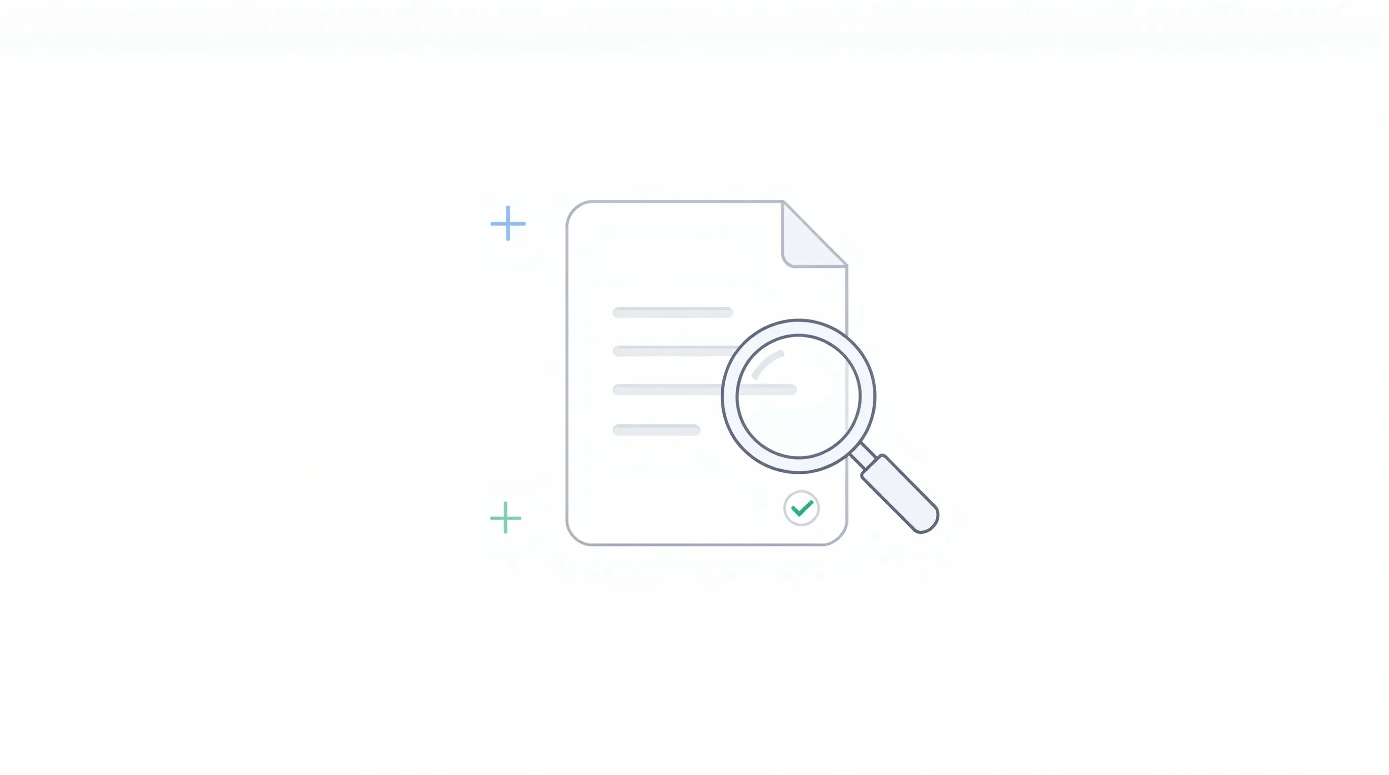 Minimalist document with magnifying glass icon representing property verification before deposit.