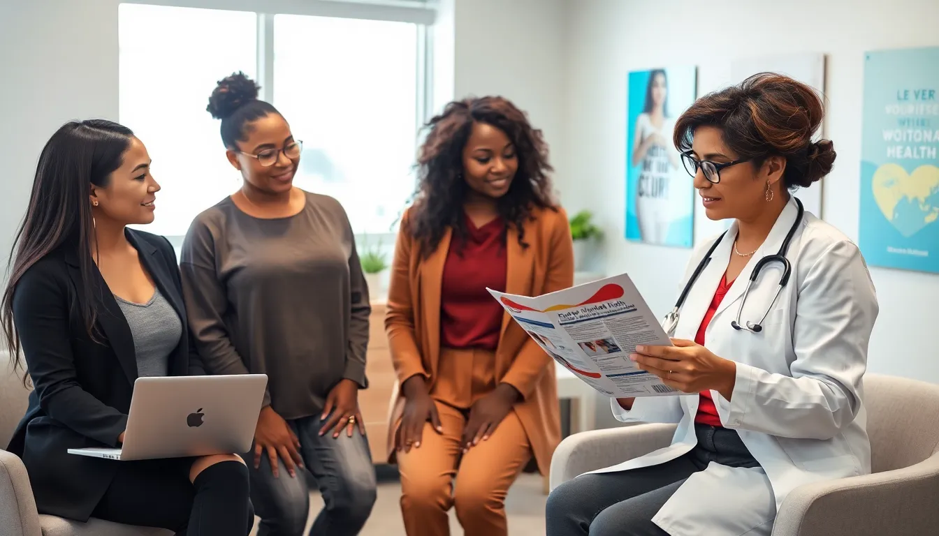 diverse women consulting in a modern healthcare setting.