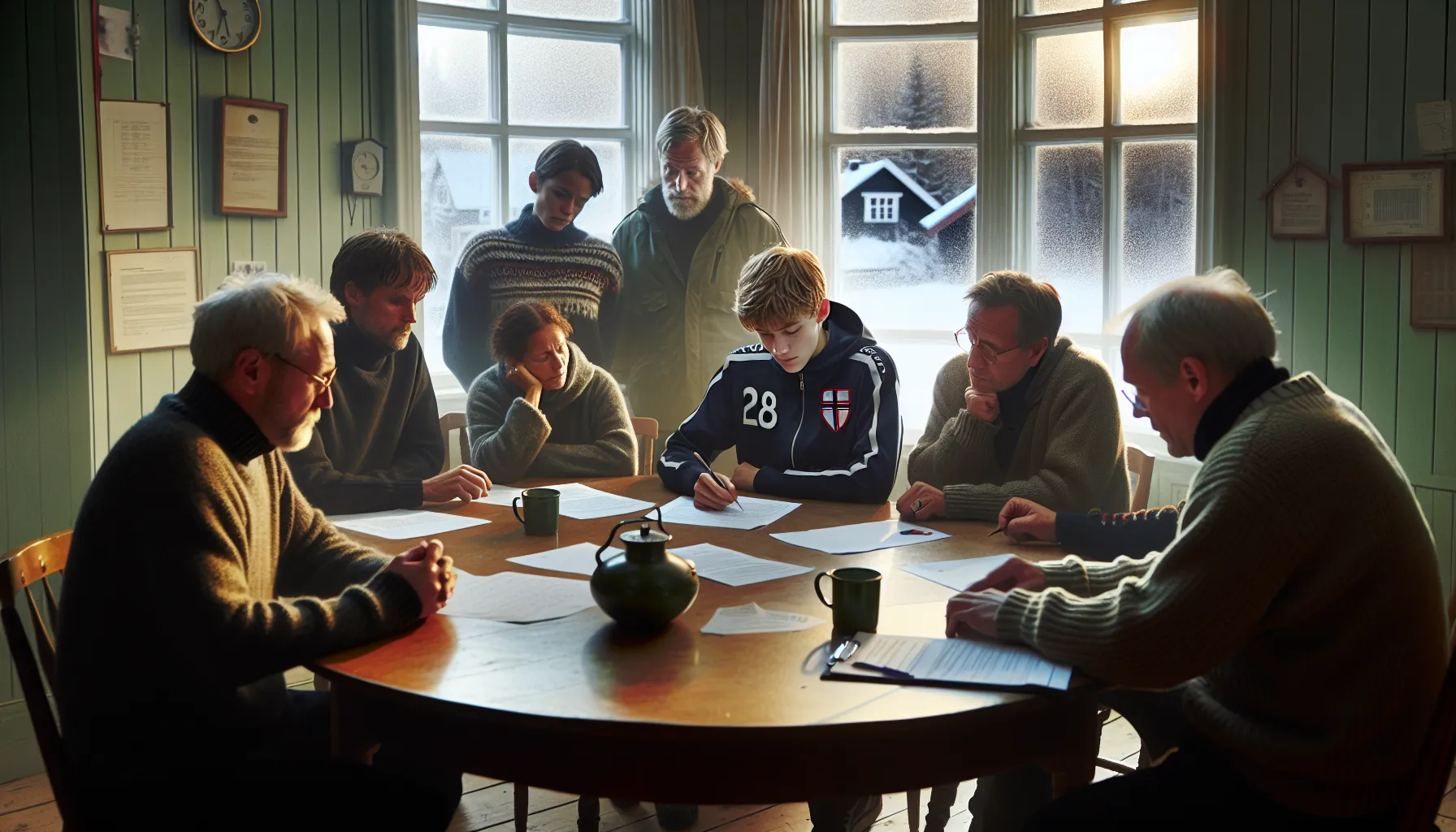 Working group in Norwegian sports club drafting anti-bullying policy together.