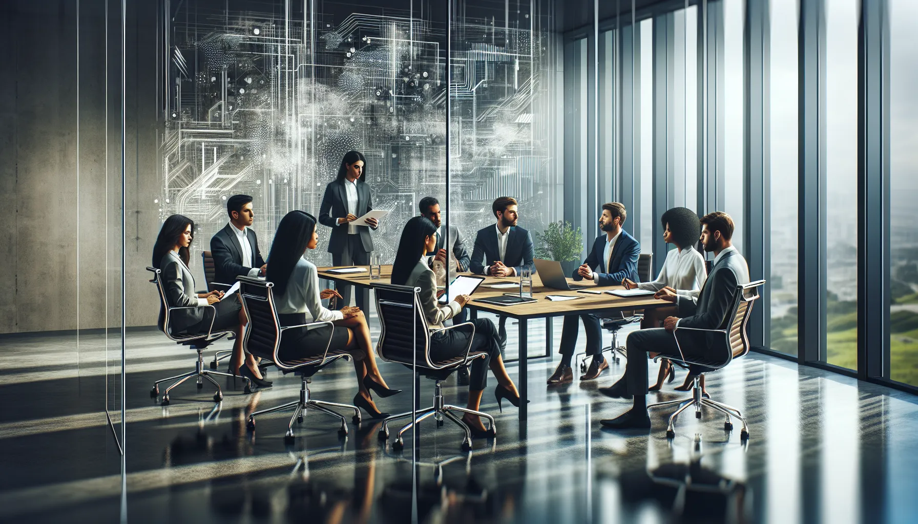 diverse team discussing ideas in a modern office.