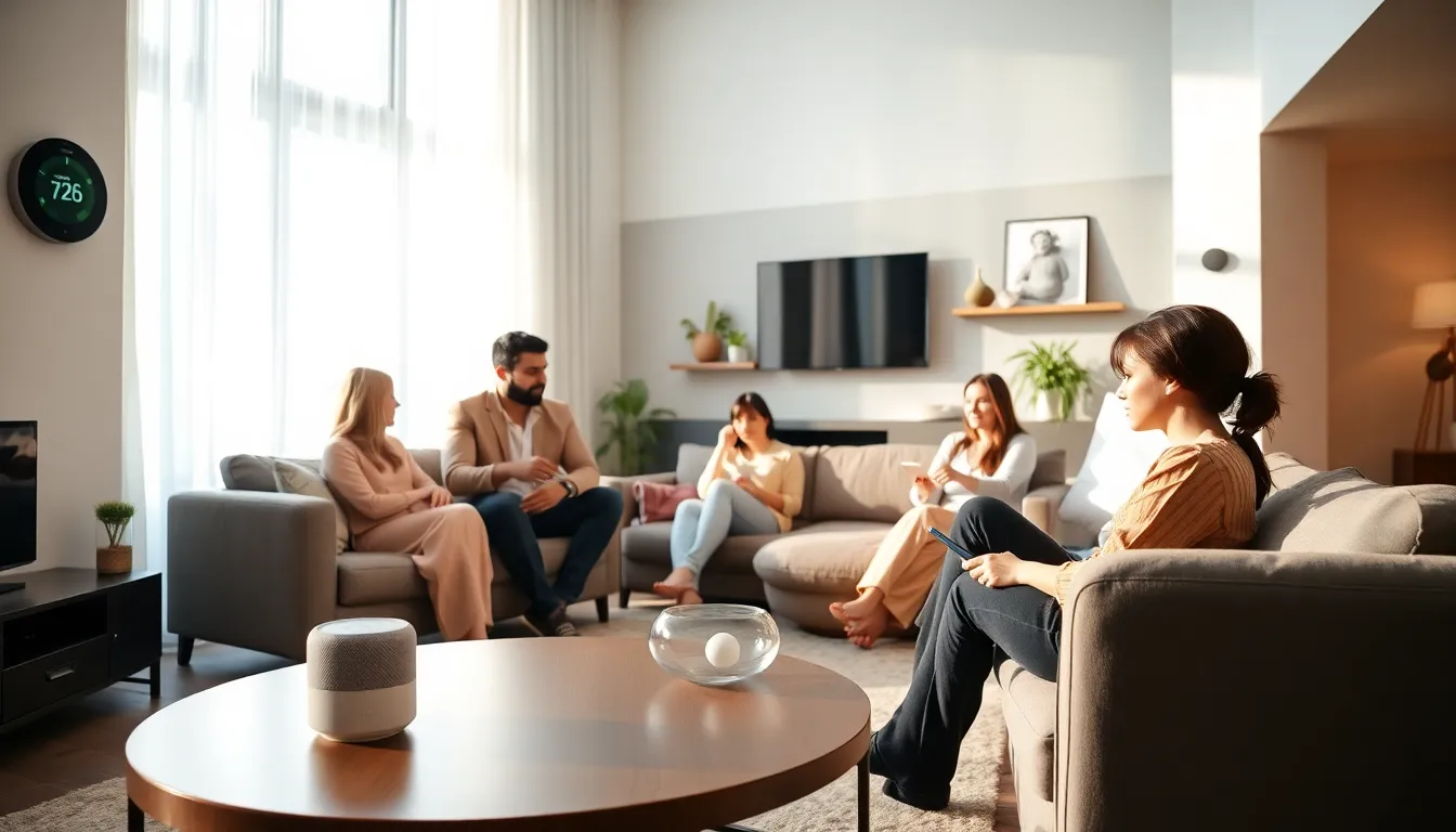 a family enjoying their custom smart home with advanced technology.