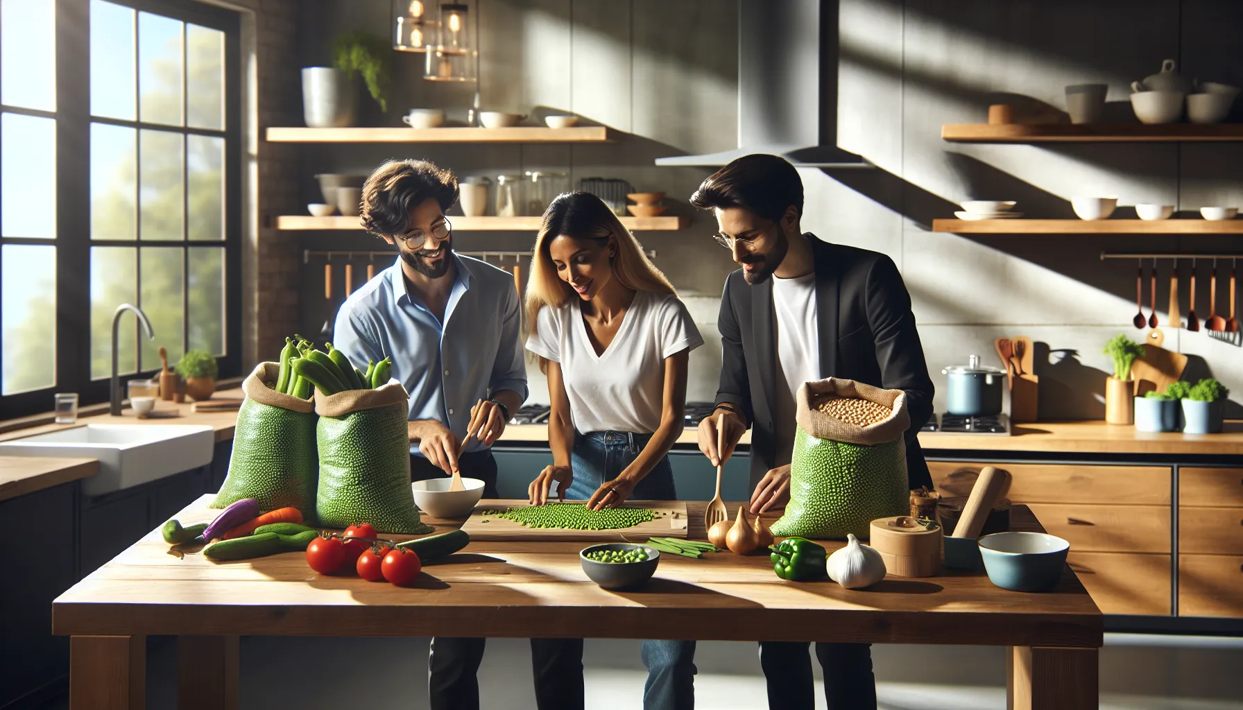 diverse chefs preparing a meal with tormuslit in a modern kitchen.