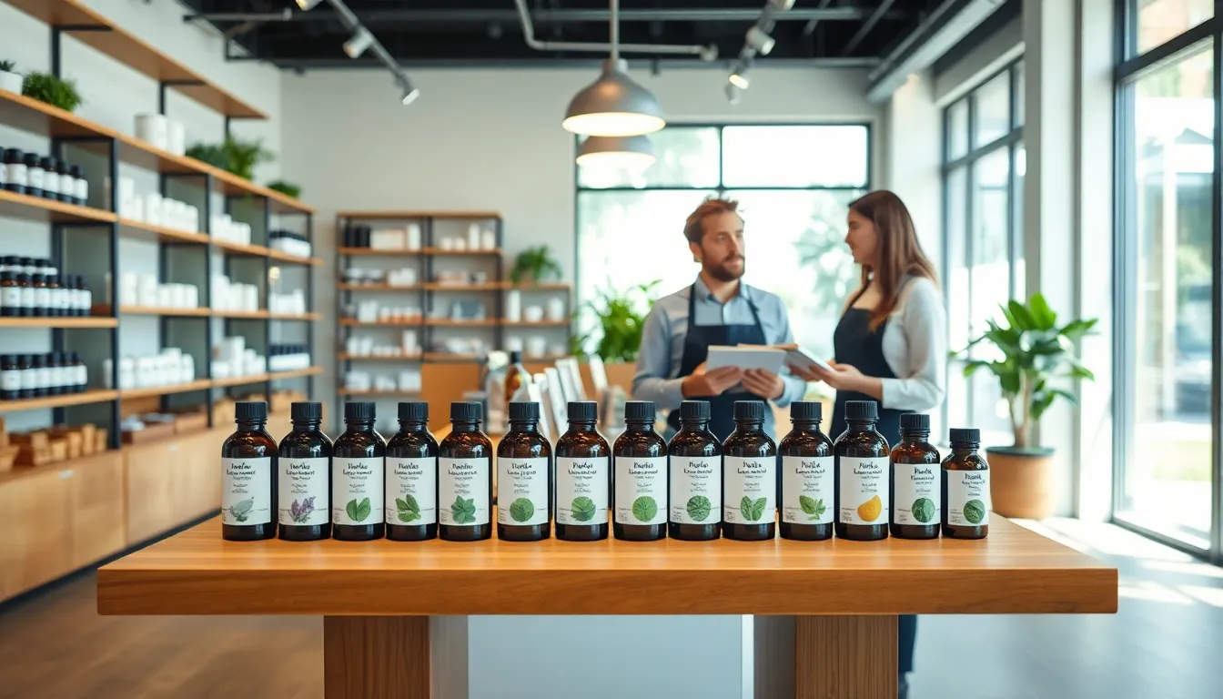 Staff advising customer on essential oils at Perth wellness store.