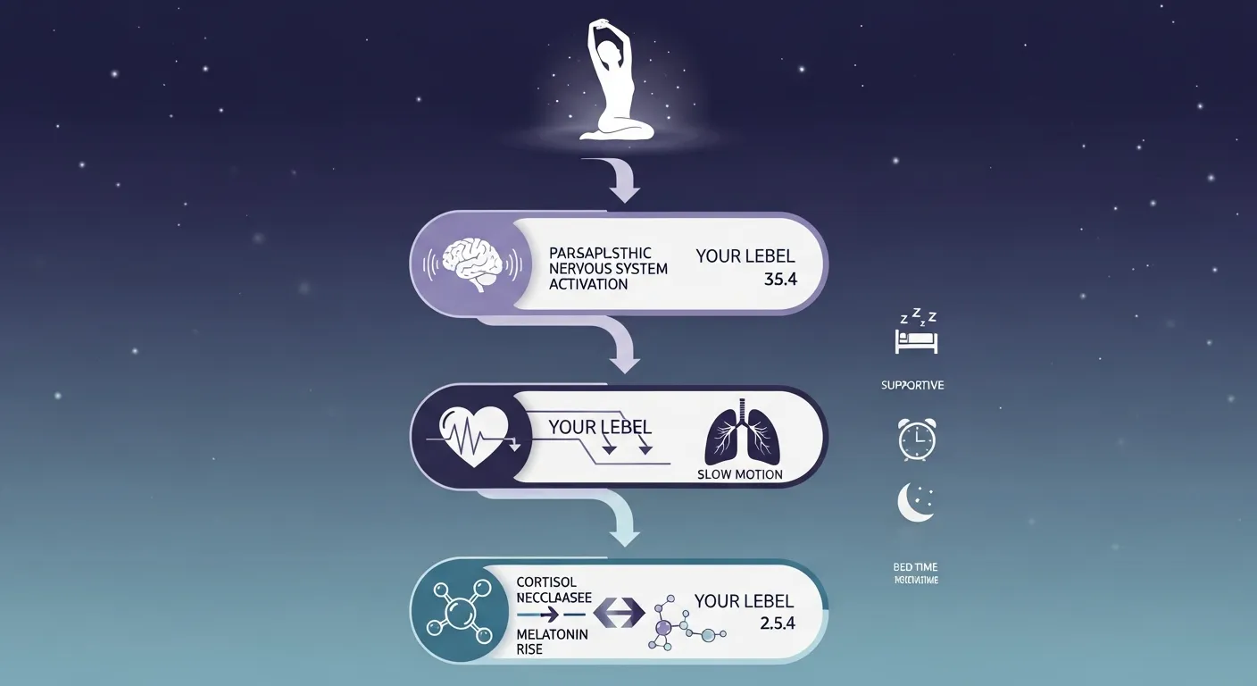 Infographic showing how bedtime stretching activates relaxation responses in the body.