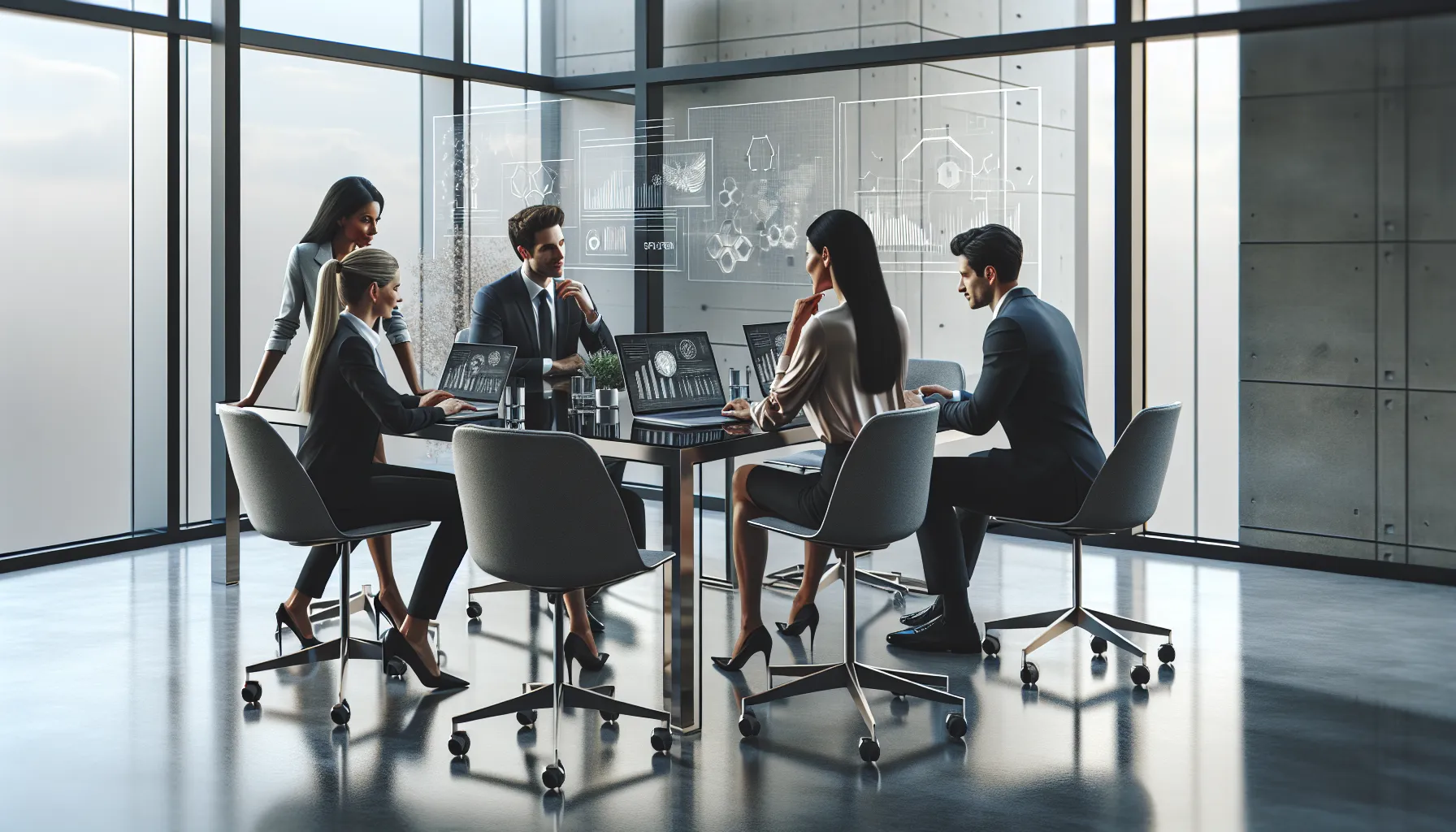 diverse team discussing unique identifier in a modern office.