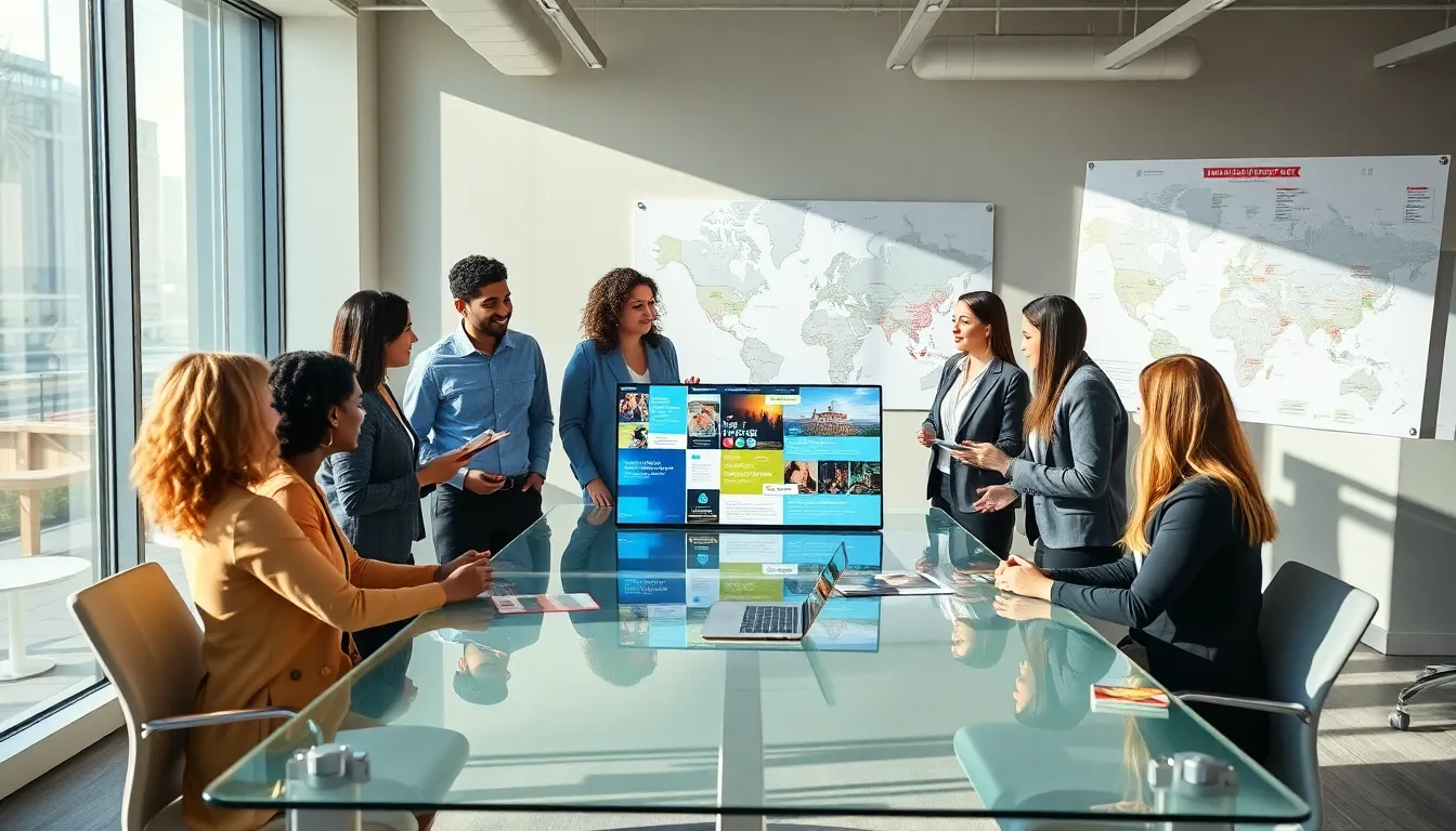 diverse team collaborating on budget-friendly event ideas in a modern office.