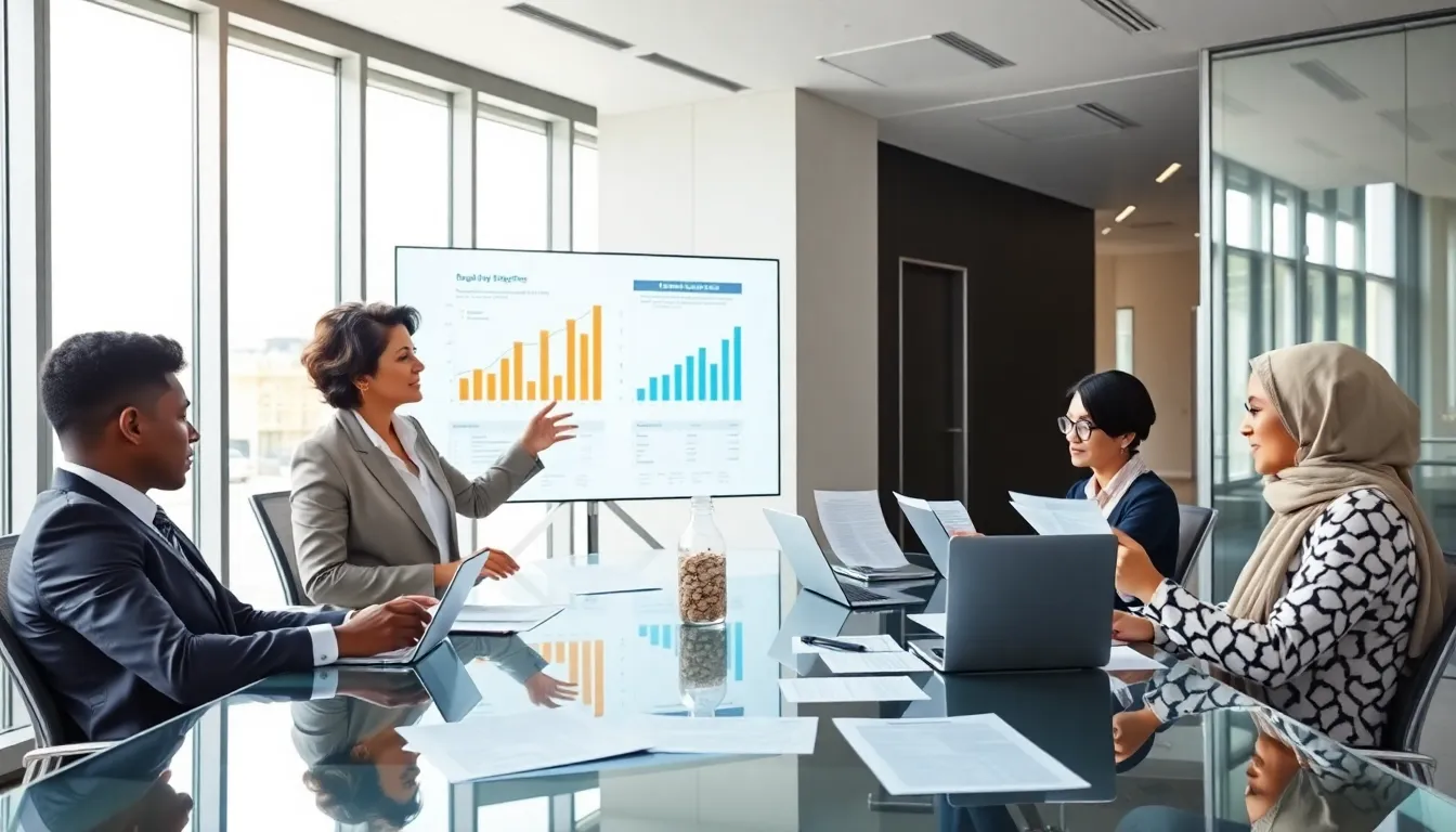 team in a modern office analyzing budgeting complexities.