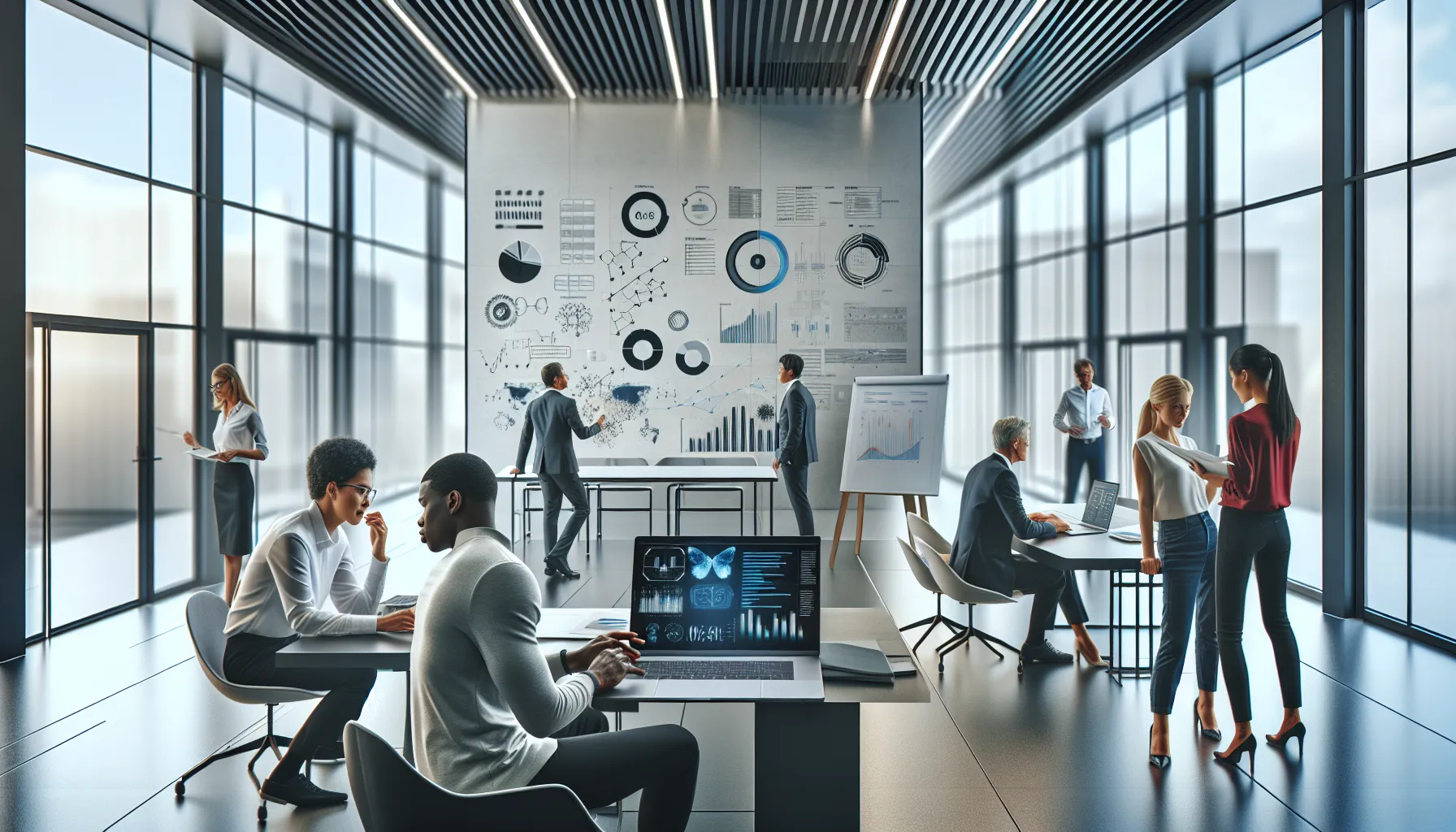 diverse team discussing Cbofeos in a modern office setting.