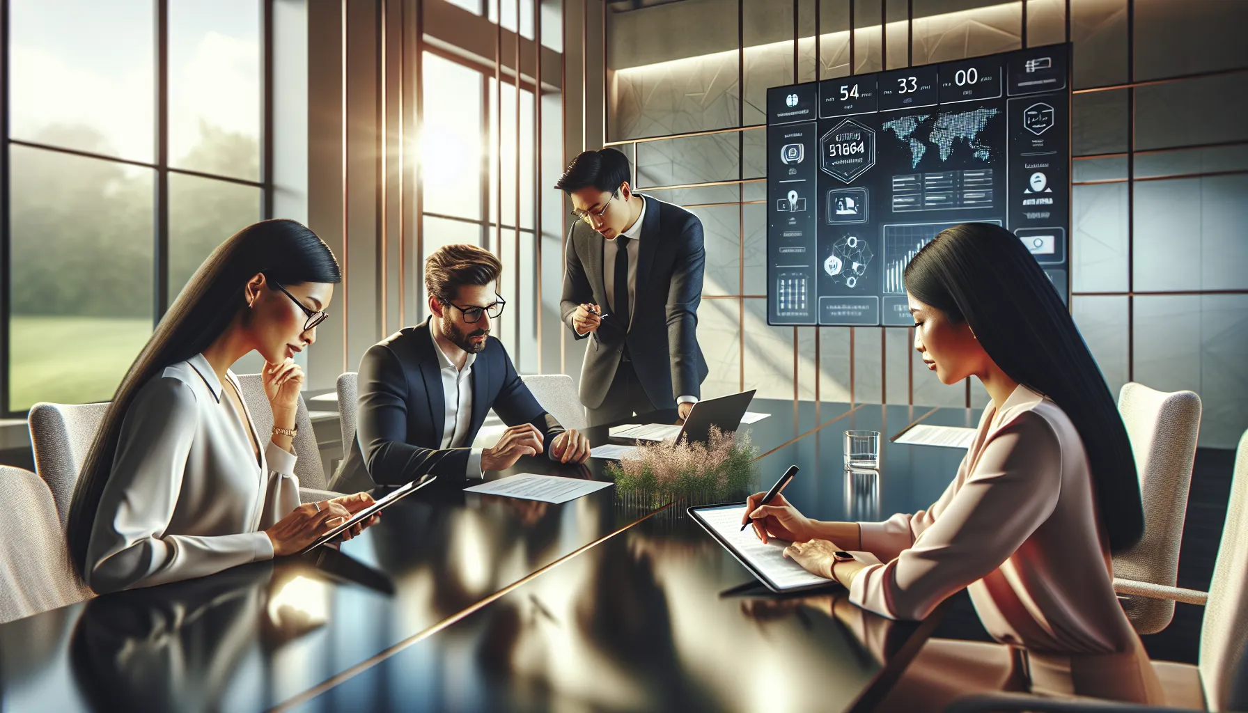 diverse team discussing a number's verification in a modern office.