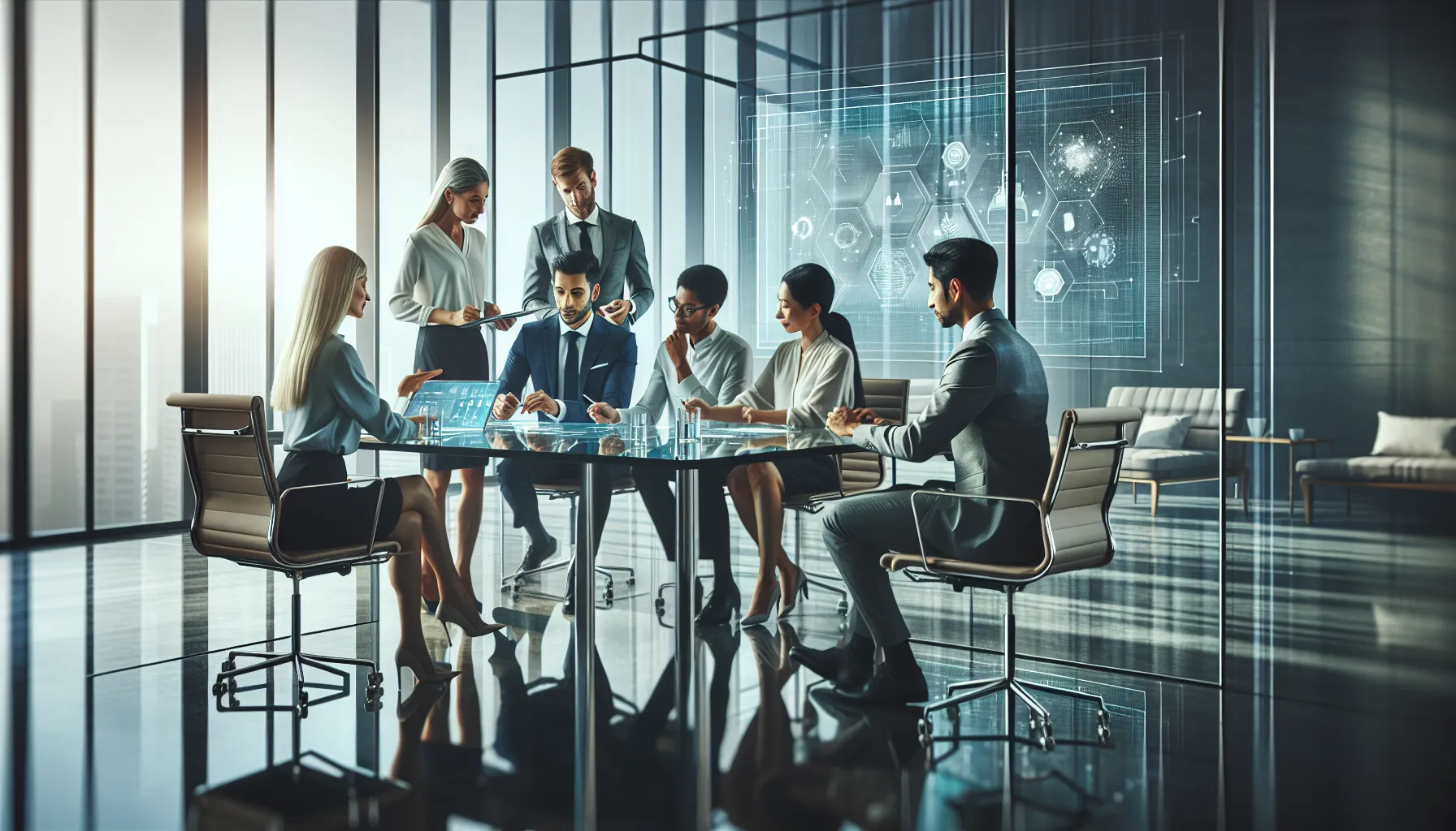 diverse team collaborating in a modern office setting.