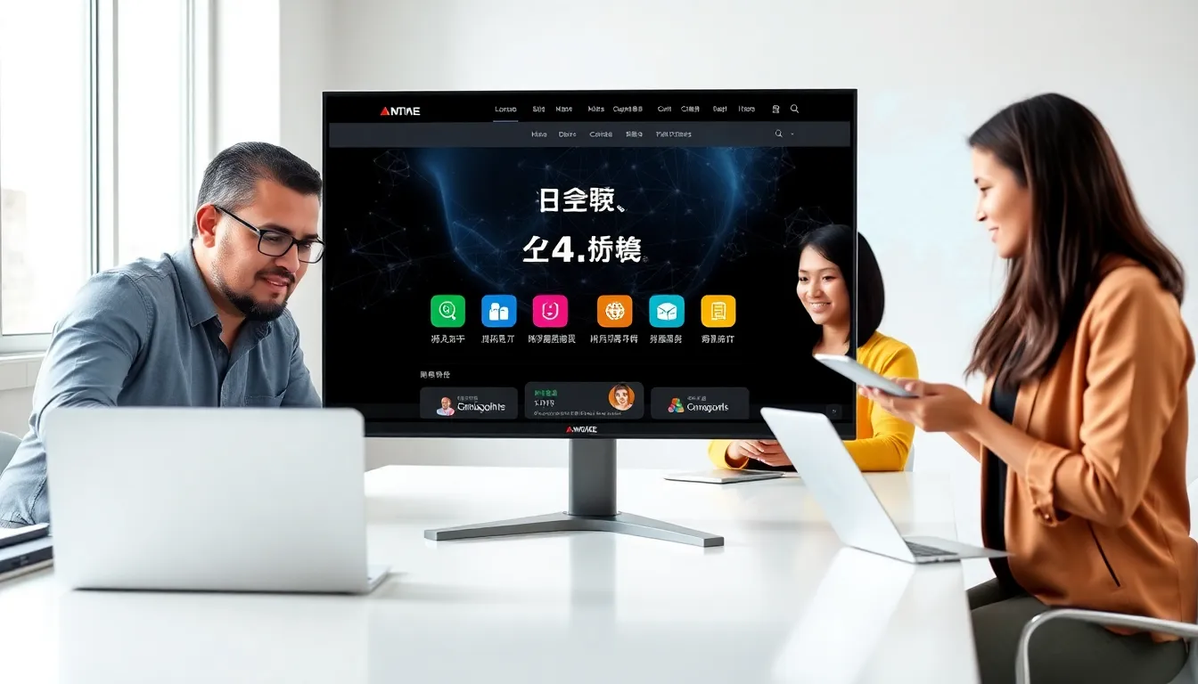 professionals using the ιτεψη4θ.γρ platform in a modern office.