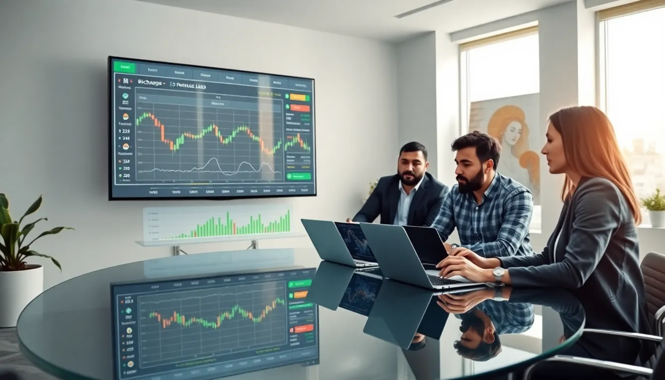 diverse team discussing cryptocurrency in a modern office.