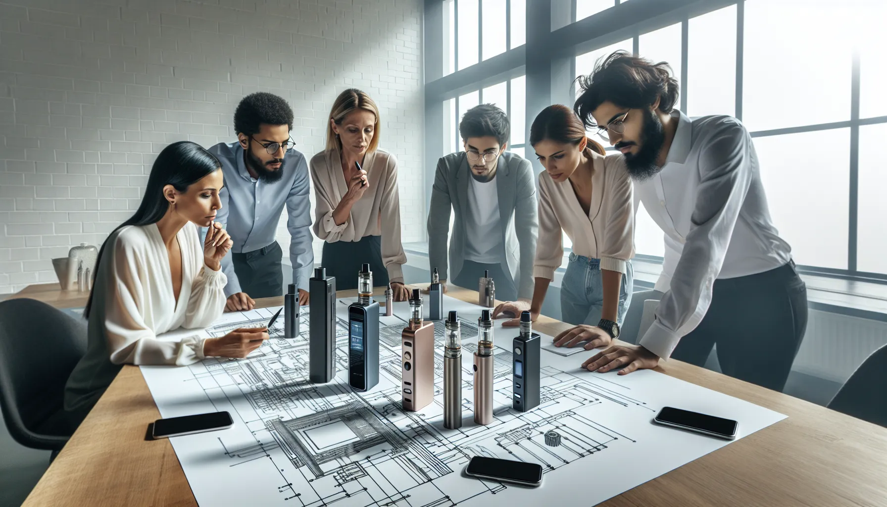 professionals discussing how to reset Geek Vape devices in a modern office.